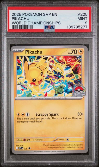 PSA 9 - 2025 World Championship  - Pikachu #225