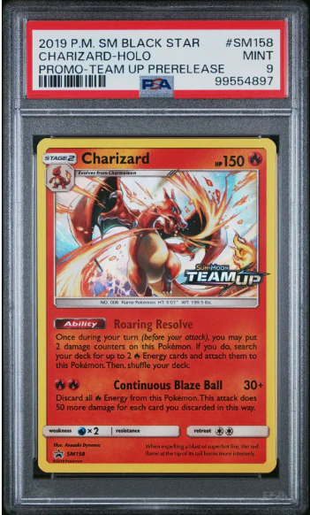 PSA 9 - Black Star Promo - Charizard Team Up Pre-Release #SM158