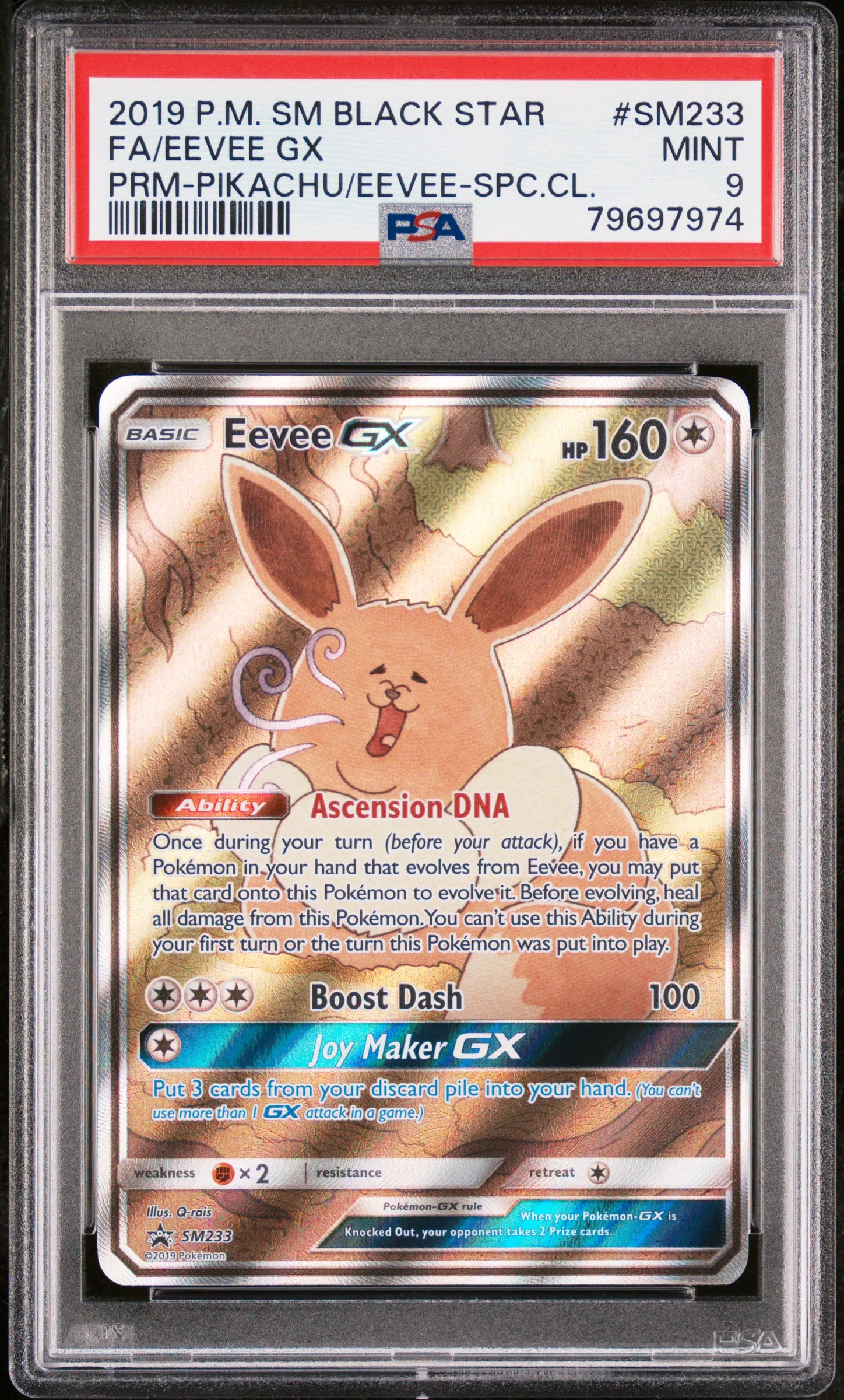 PSA 9 - Black Star Promo - Eevee GX #SM233