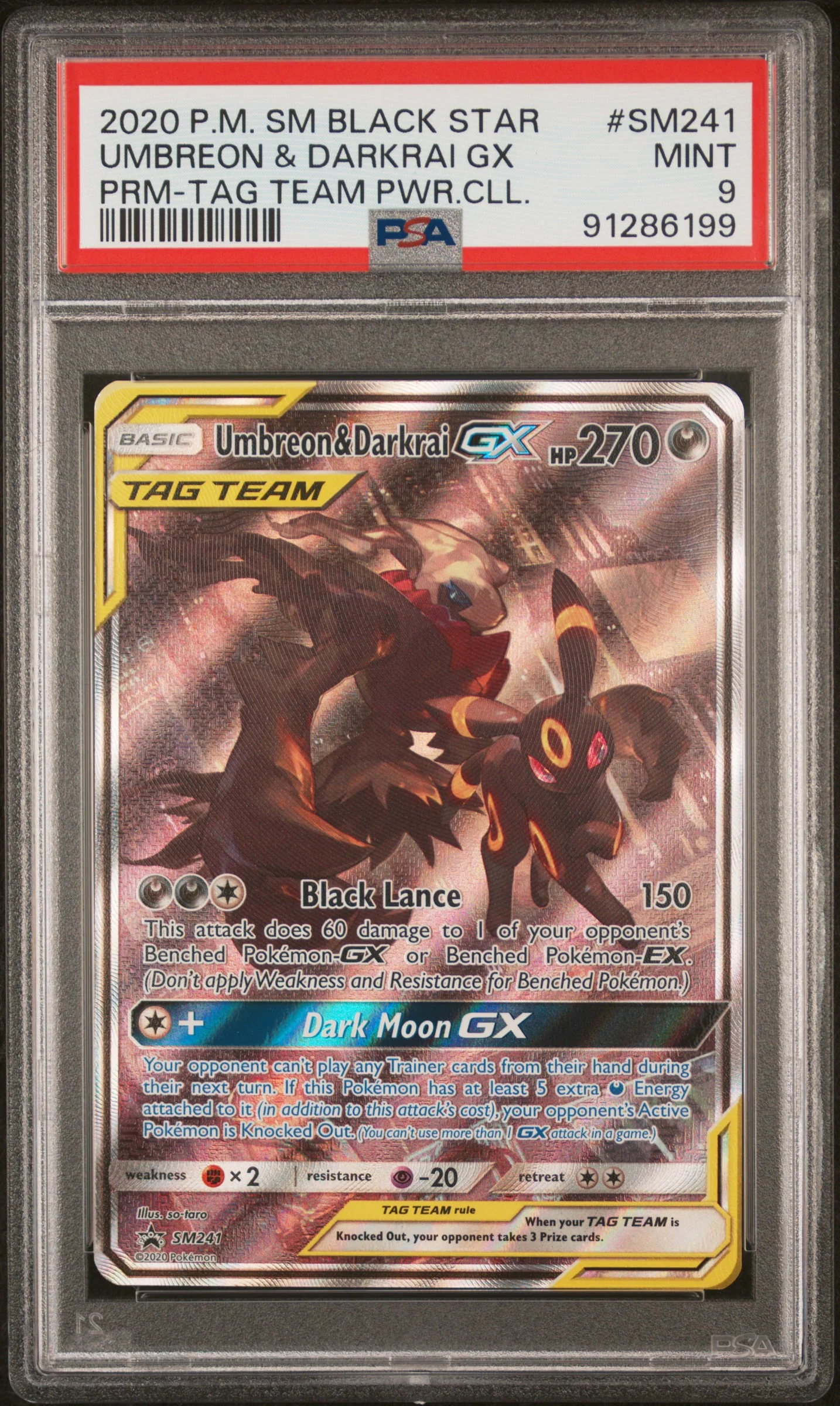 PSA 9 - Black Star Promo - Umbreon & Darkrai GX #SM241