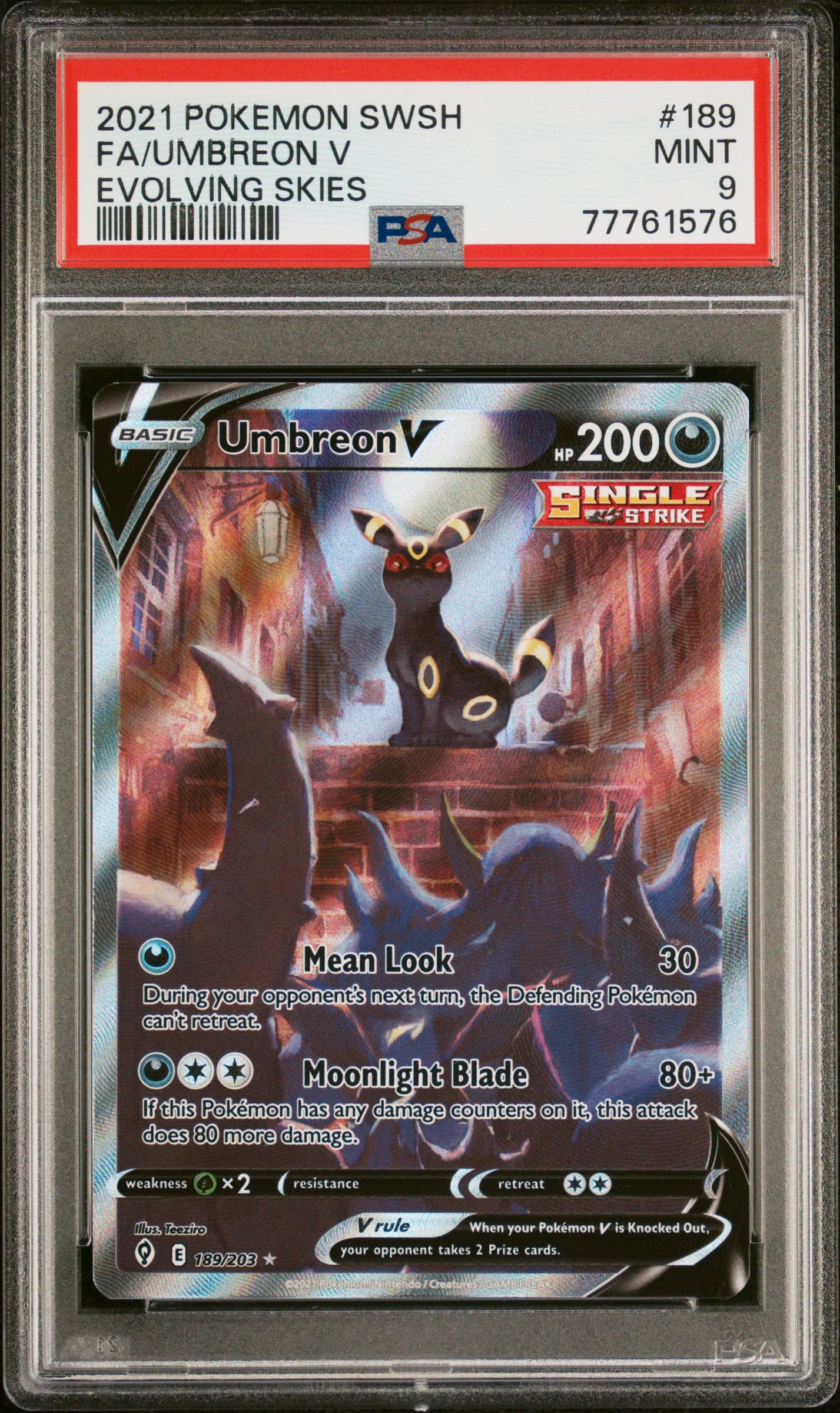 PSA 9 - Evolving Skies - Umbreon V #189