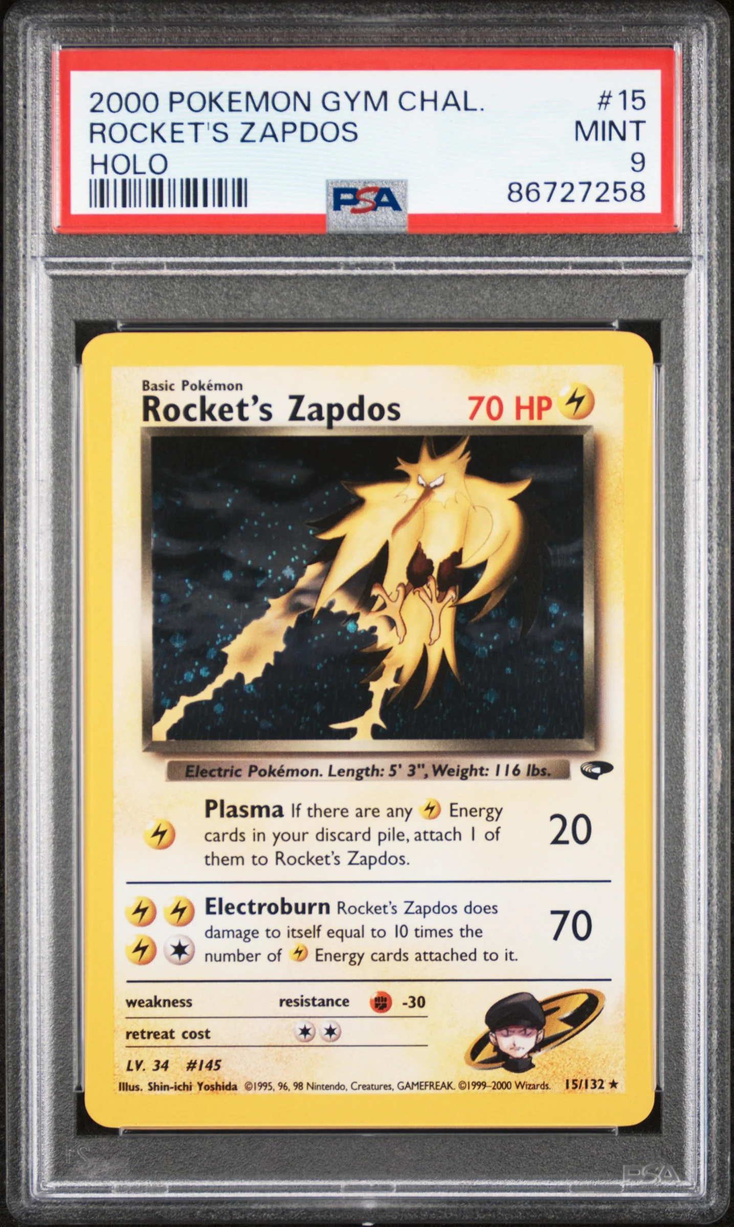 PSA 9 - Gym Challenge - Rocket's Zapdos #15