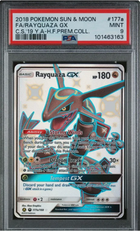 PSA 9 - Hidden Fates Prem Collection - Rayquaza GX #177a