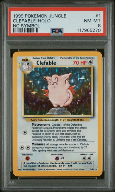PSA 8 - Jungle - Clefable Holo No Symbol #1