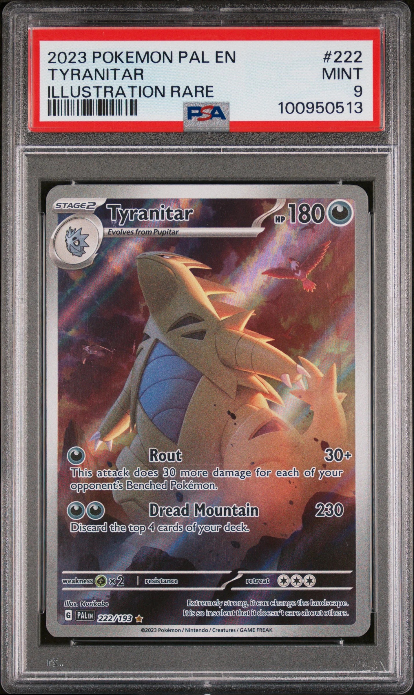 PSA 9 - Paldea Evolved - Tyranitar #222