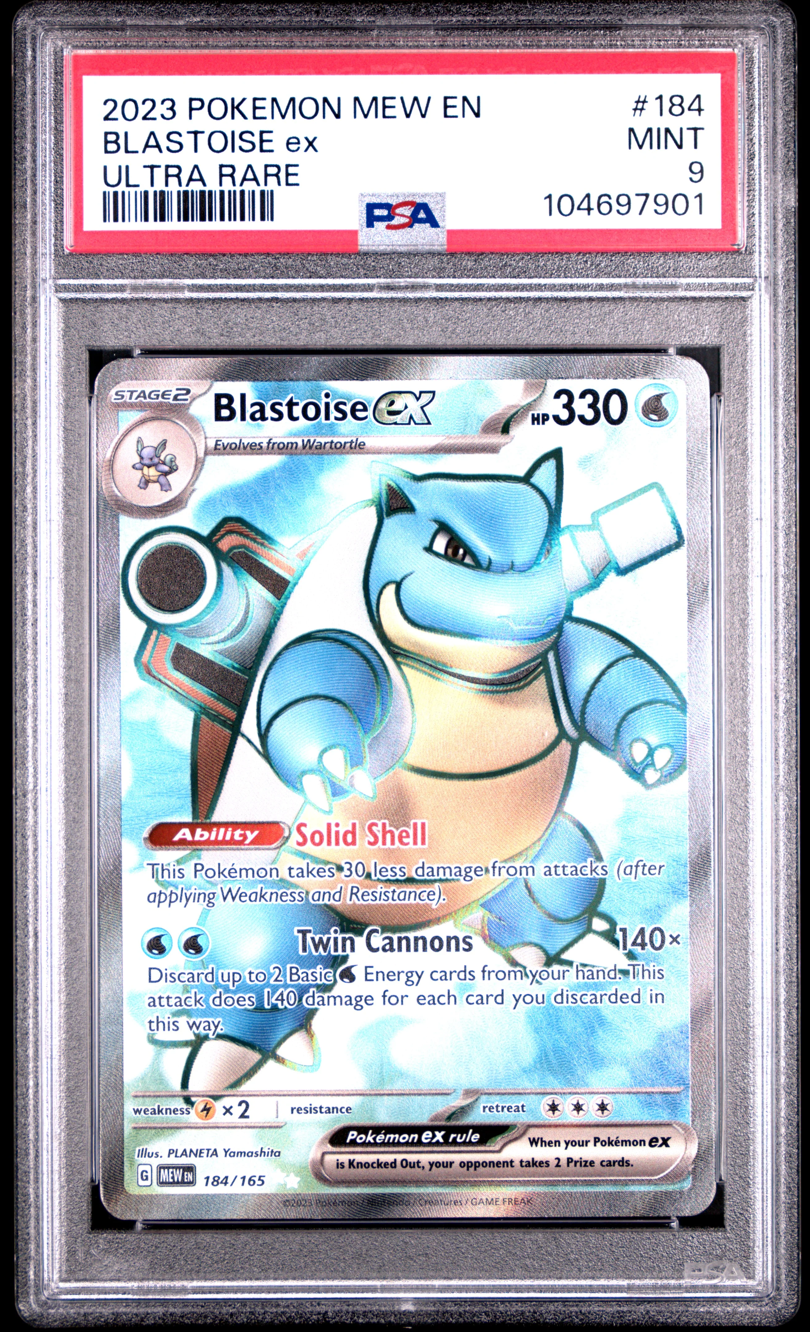 PSA 9 - Pokemon 151 - Blastoise EX #184