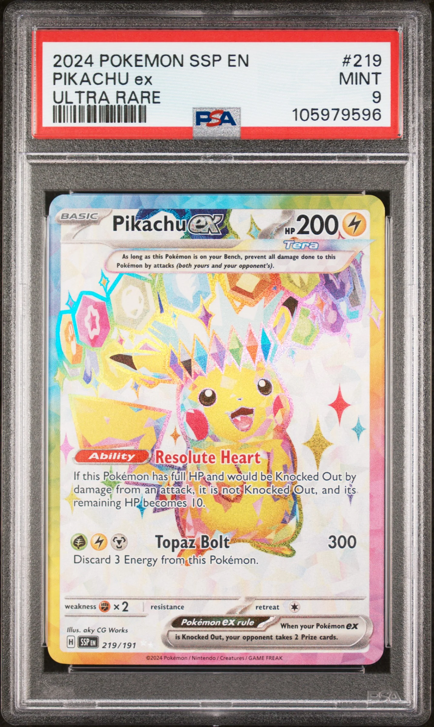 PSA 9 - Surging Sparks - Pikachu ex #219