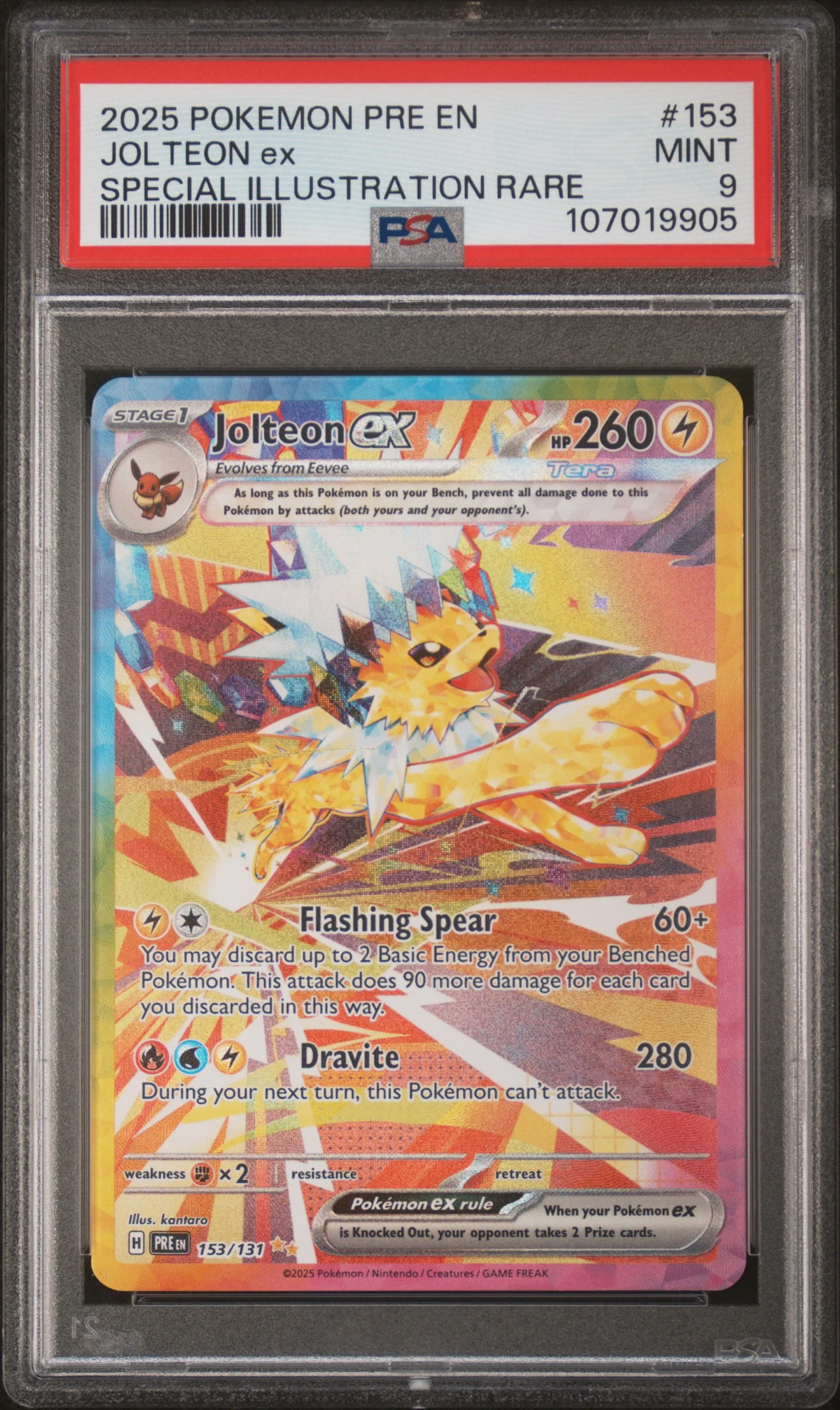 PSA 9 - Prismatic Evolutions - Jolteon EX #153