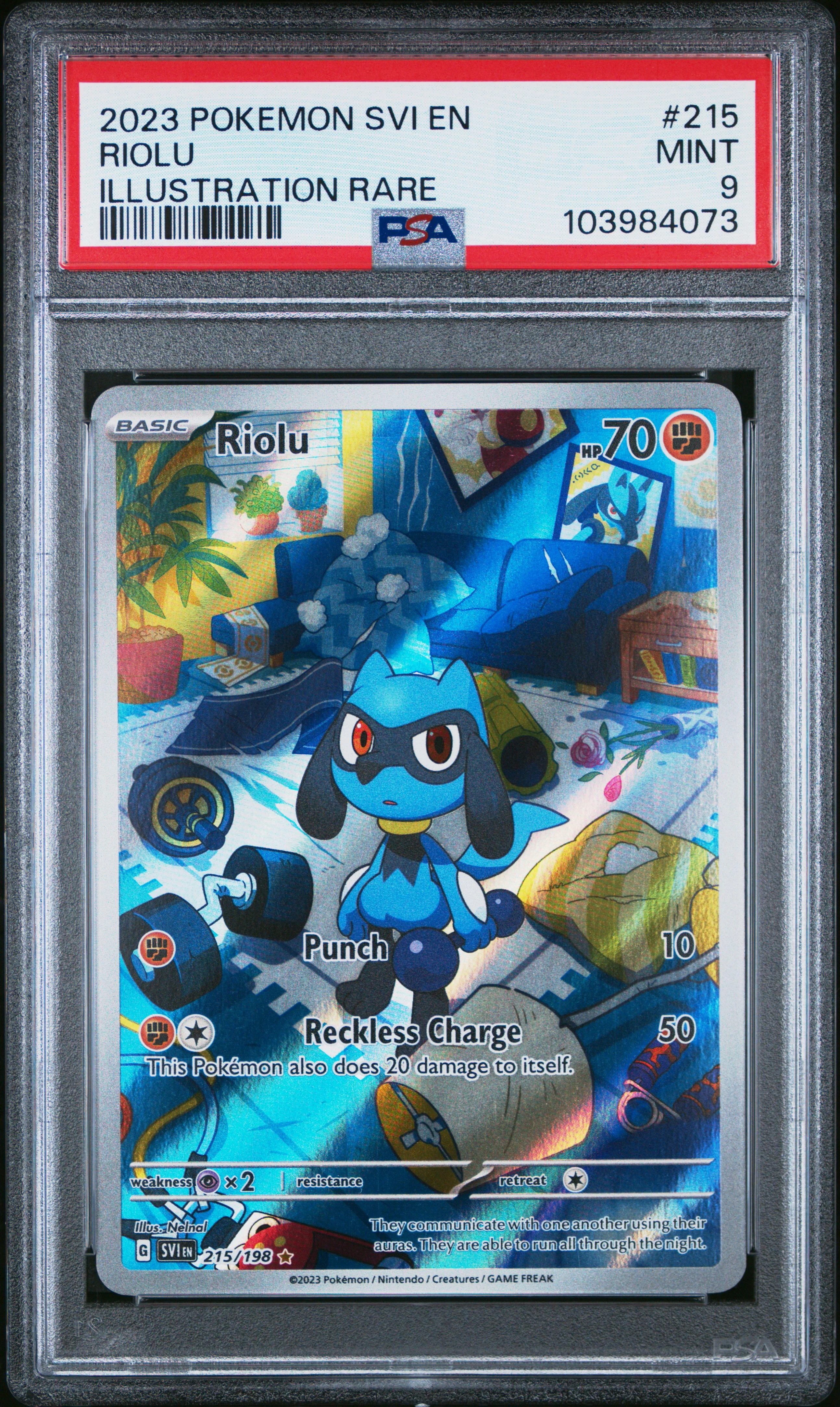 PSA 9 - Scarlet Violet Base  - Riolu #215