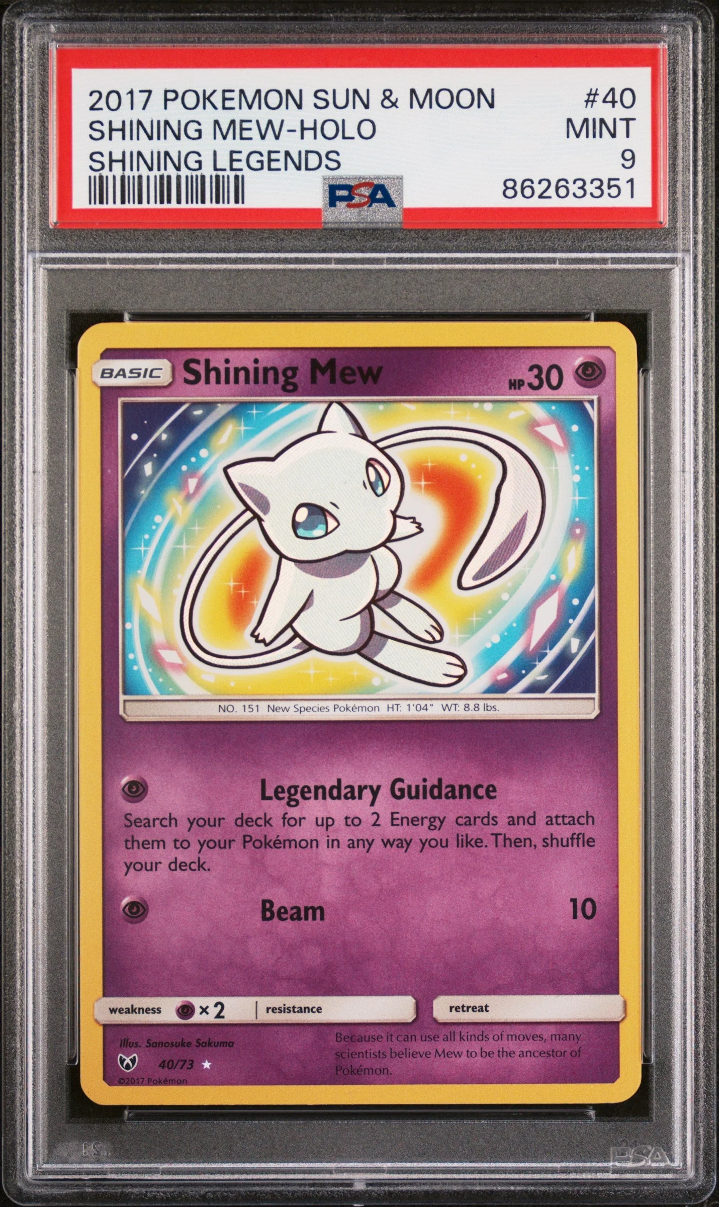 PSA 9 - Shining Legends - Shining Mew - Holo #40