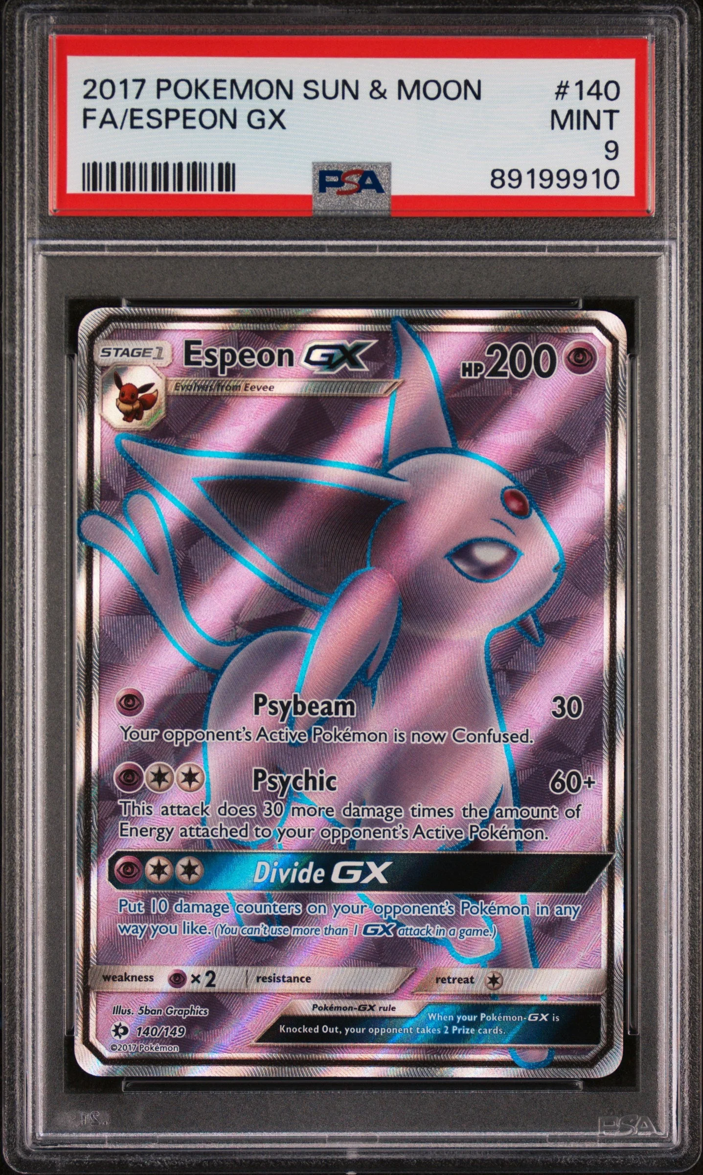 PSA 9 - Sun & Moon - Espeon Gx #140