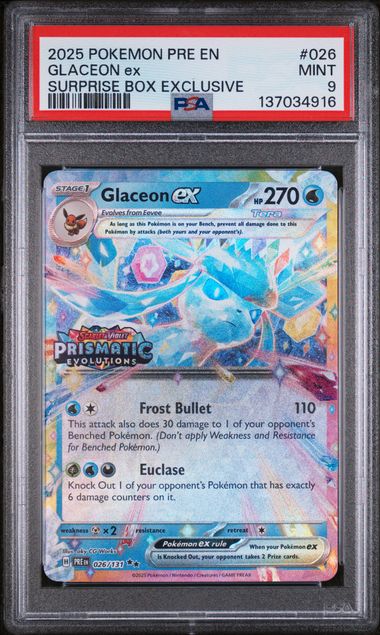 PSA 9  - Surprise Box Exclusive - Glaceon EX #026