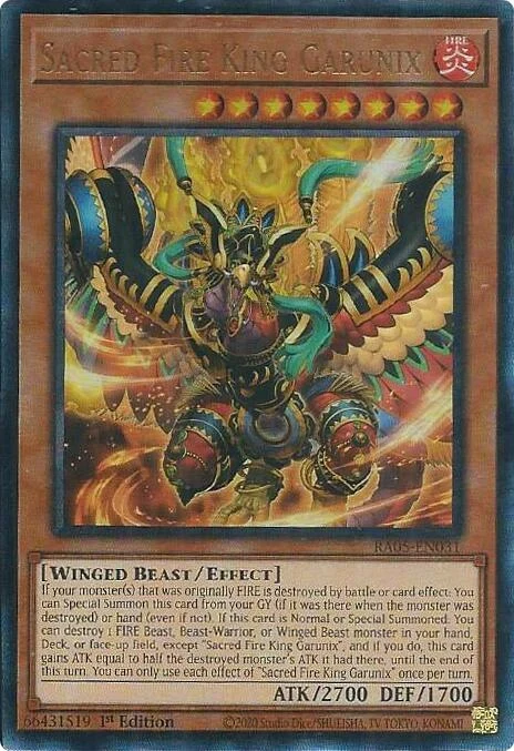 Sacred Fire King Garunix (Ultimate Rare) (RA05-EN031) (Rarity Collection 5)