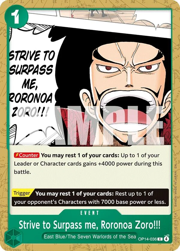 Strive to Surpass me, Roronoa Zoro!!! (OP14-036) (The Azure Sea's Seven)